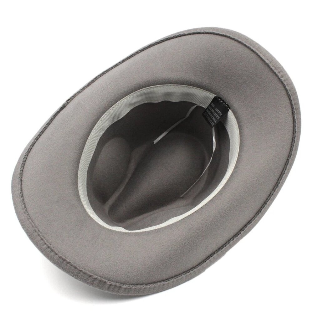 Gray Western Cowboy Cowgirl Hat, Skull Ace Band, Felt Wide Brim Men Women Rodeo - Picture 2 of 3